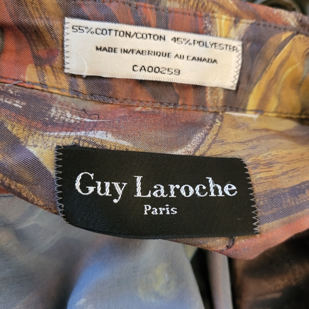 Guy Laroche Paris Multicolor Abstract Men's Shirt - Size Lg - Picture 6 of 7